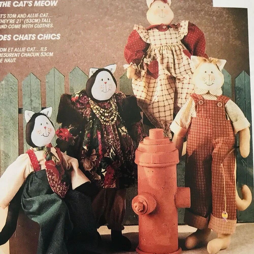 McCall's Crafts Sewing Pattern 738 Stuffed Plush Cat Doll and Clothes 21